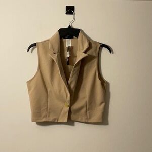 Tan Utility Vest Casual Outerwear